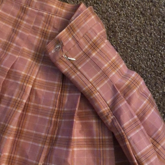 Pink plaid pleated high waist school girl skirt size small - Picture 3 of 14